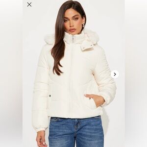 Valerie Fur Trim Puffer Jacket - Ivory